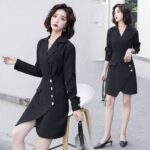 Women's Commuter Solid Color Dress Slim Mid-length