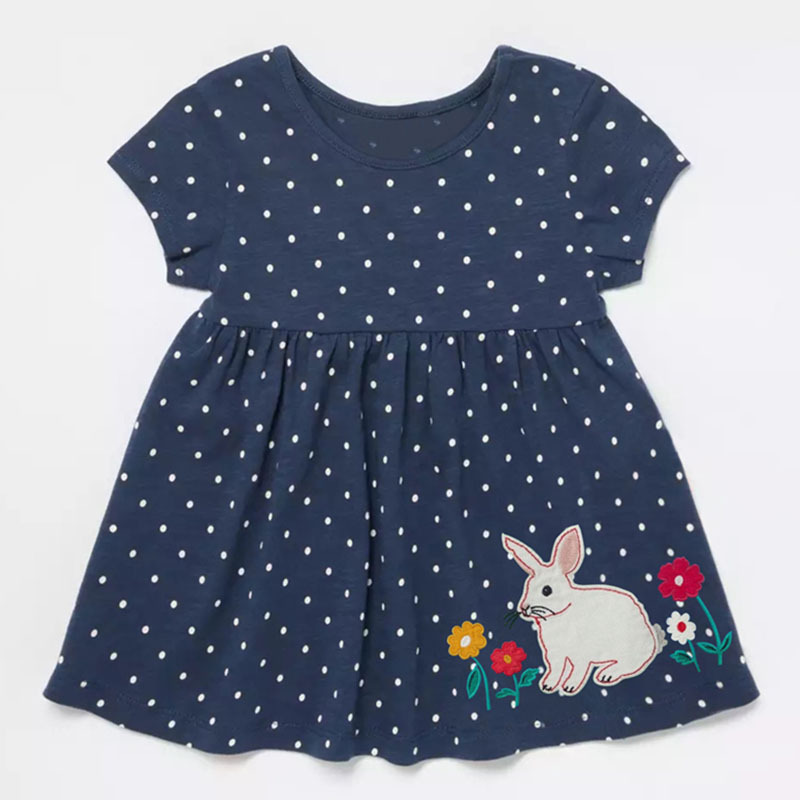 1623632464742.jpg Girls Skirt Polka Dot Short Sleeve Girls Dress - الصورة 1