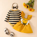 Baby Cute Little Bee Stripes Long-sleeved Triangle Romper Suit
