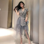 Suit dress women's stitching long section