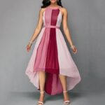 Hanging neck contrast color dress