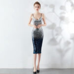 Sling Sequin Wrapped Chest See-through Bag Hip Dress