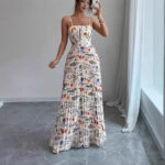 Elegant And Chic Printed Strap Dress For Women