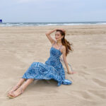 Beach And Seaside Temperament Blue Chiffon Skirt