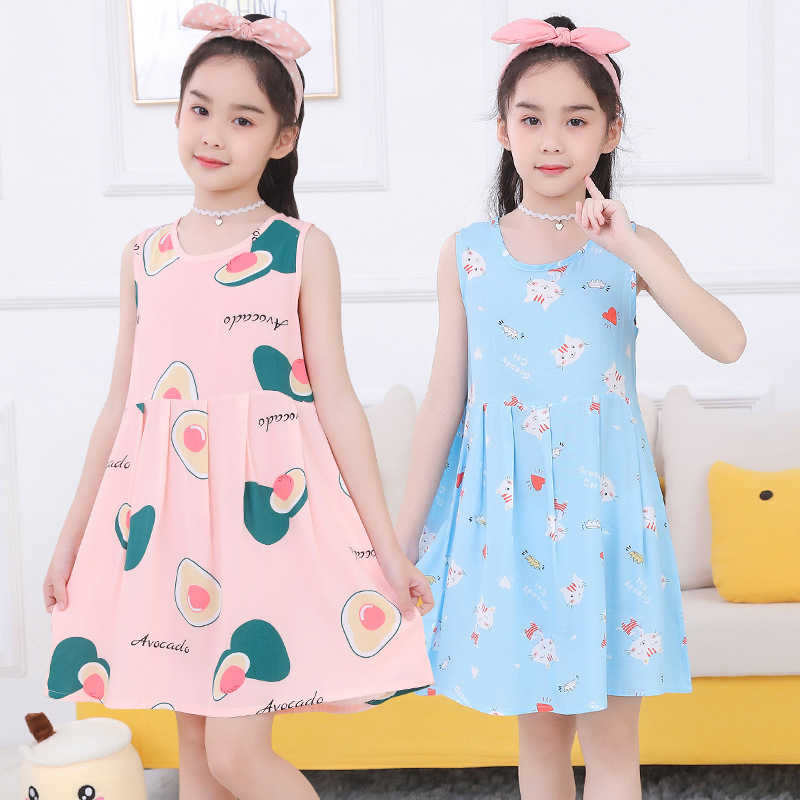 3463852a-3c4b-4ec9-bea4-73baea62f46b.jpg Children's Girls' Lightweight Cotton Sleeveless Princess Dress - الصورة 1