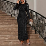 Elegant Long-sleeve Sheath Dress With A Cinched Waist