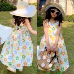 Girl's Holiday Dress With Floral Print
