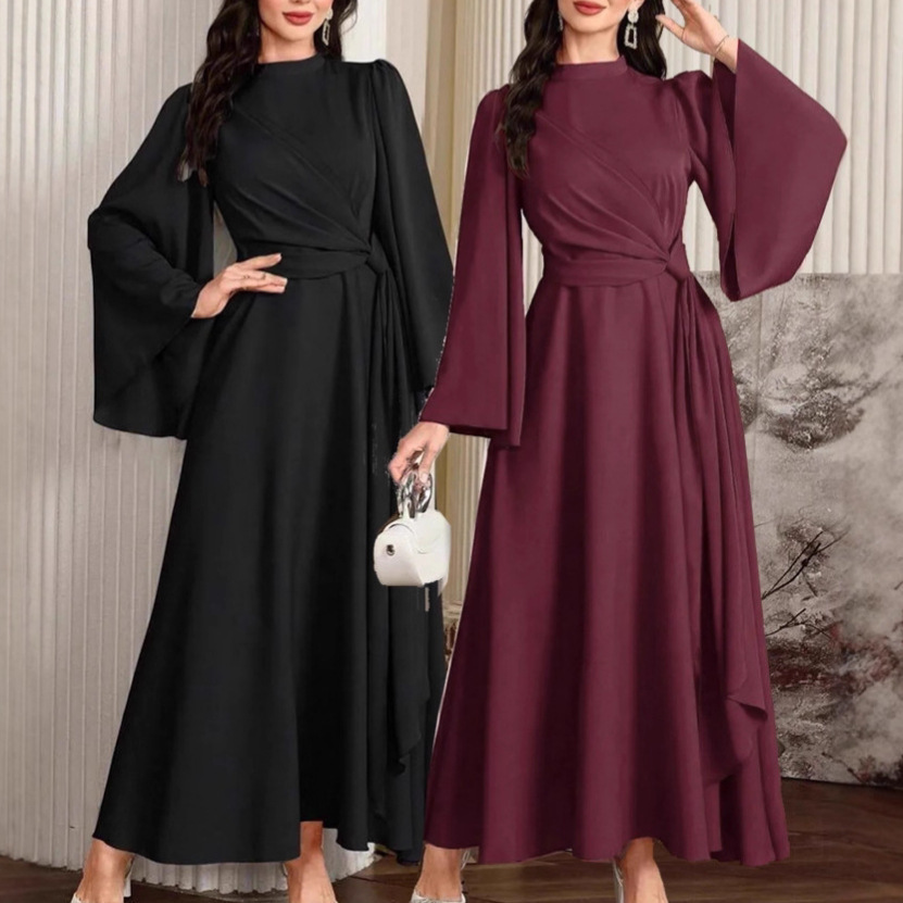 58d5648e-2efd-43b5-9757-1fd52c549234.jpg Women's Long Sleeve Solid Color Temperament Elegant Dress - الصورة 1