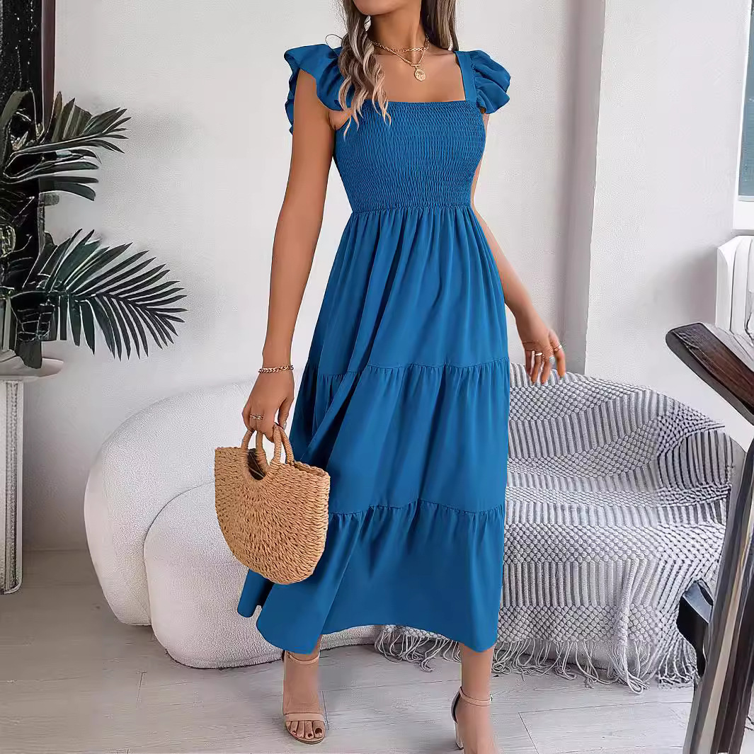 5a10fac7-b9b9-4220-9534-4920cf62812d.jpg Summer Dress Casual Women's Sleeveless Mid-length Dress Pleated Long Layered Dress - الصورة 1