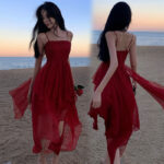 Retro Women's Irregular High Waist Sling Dress