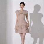 Niche Temperament Embroidered Heavy Work Waist Slimming Dress