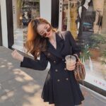 Star River Korean Style Breasted Dress Women