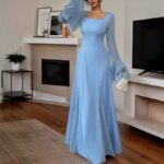 Womens Stylish And Elegant Long-sleeve Dress With Ruffled Hem