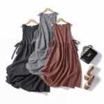 Sleeveless Lace Work Clothes Cotton Linen One-piece Dress