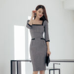 Women's Spring Party Sweet Square Neck Slim Dress