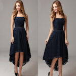 Temperament Lace Wrapped Chest Solid Color Slim Tail Cocktail Dress