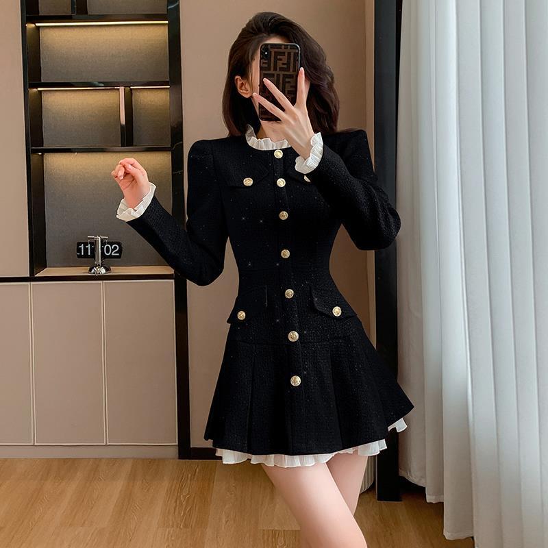 abbf5426-cf43-47c7-99f5-9d857dcd3f91.jpg Autumn Winter French Fragrant Style Dress Set - الصورة 1