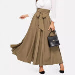 High Waist Slimming Front Lace-up A- Line Dress