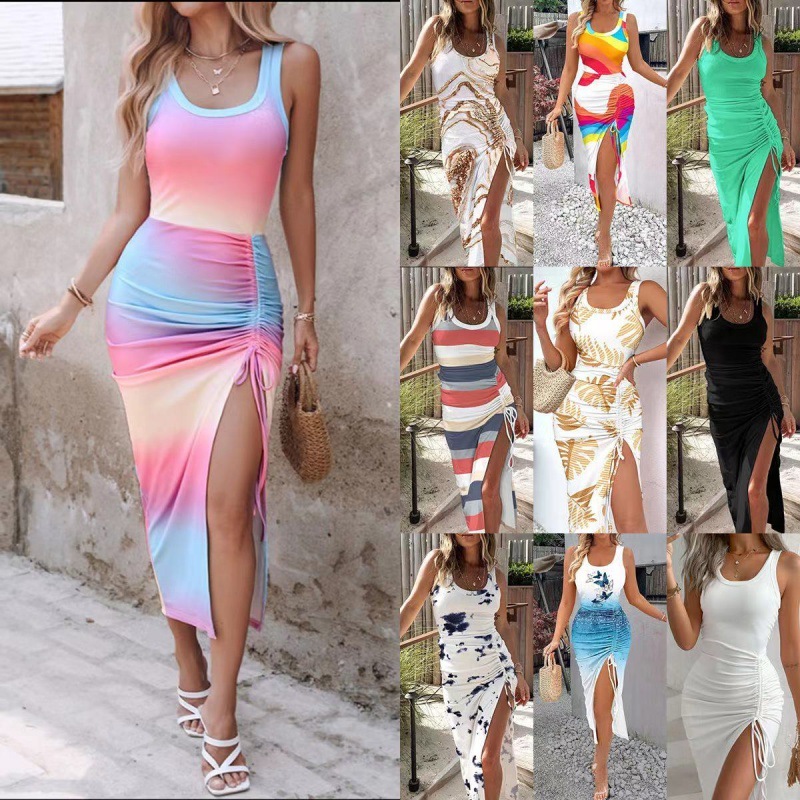 b95ecb4f-9ed0-4657-8adc-896d8a3a73cb.jpg Fashion Waist-controlled Slimming Sexy Split Vest Dress - الصورة 1