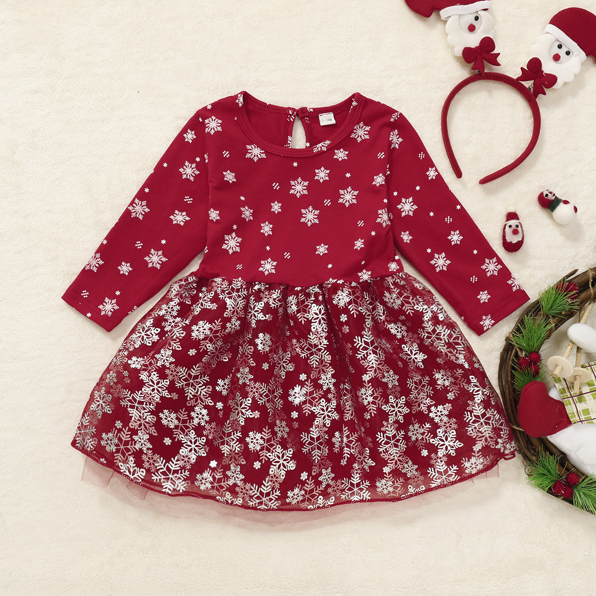 c493b7ea-6677-4c63-860e-964301f4e5b8.jpg Printed Long Sleeve Round Neck Puffy Princess Dress - الصورة 1