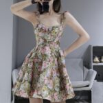 Vintage French Oil Painting Print Camisole Dress