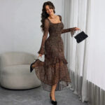 Leopard-print Fishtail Elegant Long Dress For Women