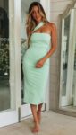 Fashion Sloping Shoulder Bag Hip Dress With  Back