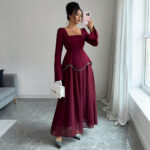 Minimalist Long Sleeve Senior Dress Women's Clothing