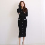 Women's New Light And Mature Round Neck Stretch Knitted Dress